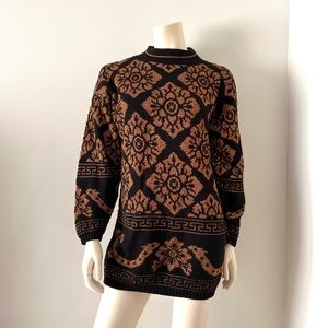 Vintage black and gold knit dress